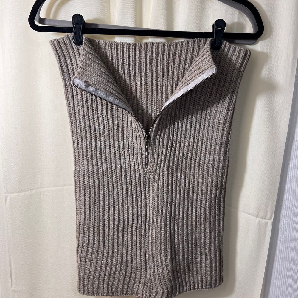 Simply Noelle Knit‎ Dickie Half Zip Mock Neck Acrylic Tan Neutral Women's